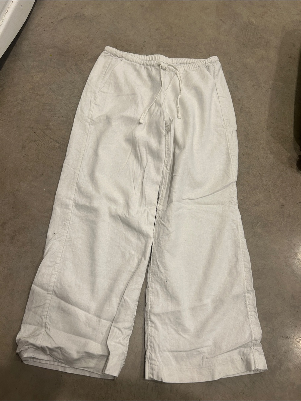 Hollister White Wide-Leg Drawstring Trousers